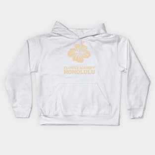 white and beige hibiscus flower market honolulu Kids Hoodie